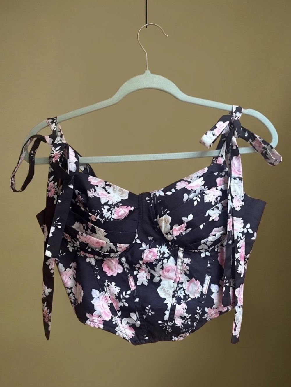 Floral print corset-style top